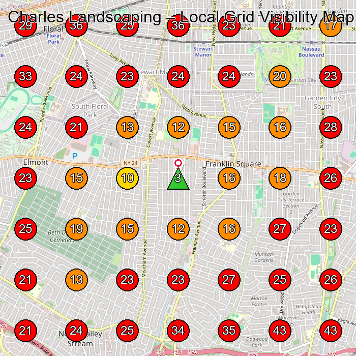 Charles Landscaping GeoGrid visibility map for Landscaper in New Hyde Park