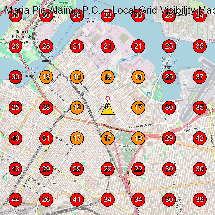 Maria Pia Alaimo P.C. GeoGrid visibility map for Personal Injury Attorney in Queens