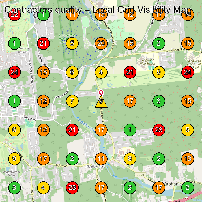 Contractors quality General Contractor GeoGrid ranking map for None