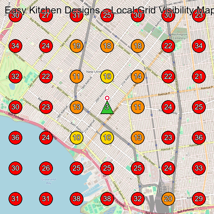 Easy Kitchen Designs GeoGrid visibility map for Carpenter in Brooklyn