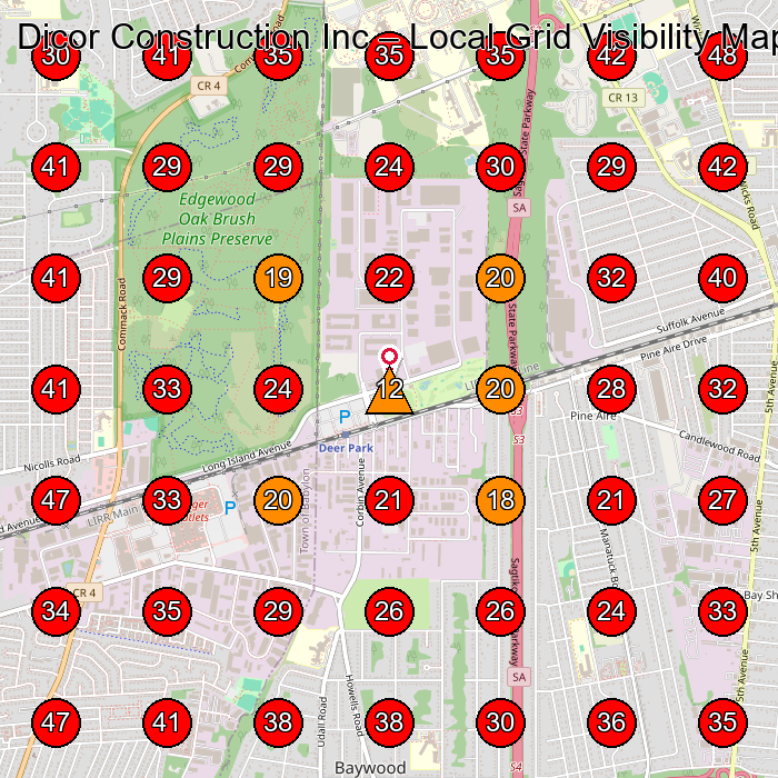 Dicor Construction Inc GeoGrid visibility map for Excavating Contractor in Kings Park