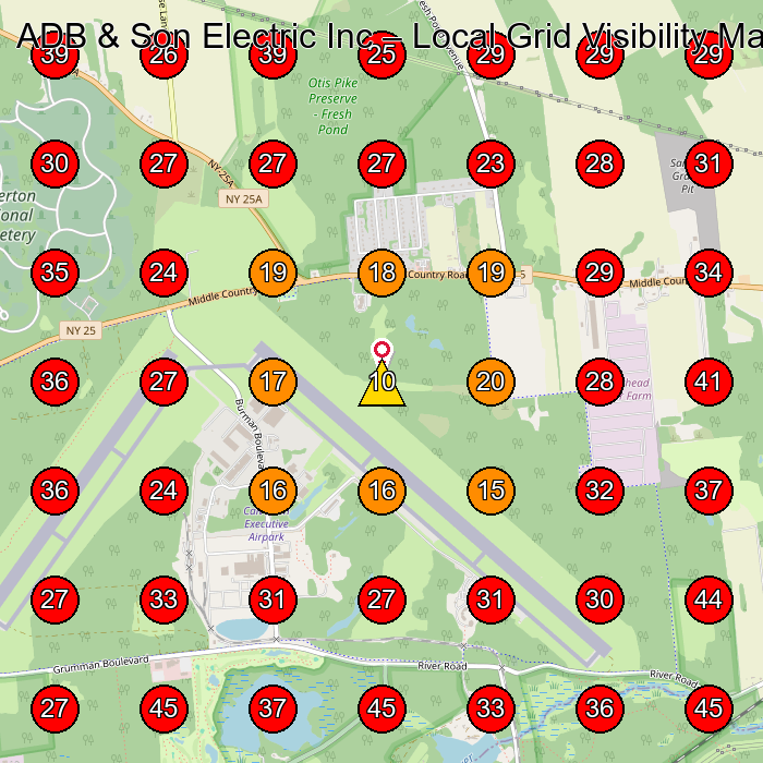 ADB & Son Electric Inc GeoGrid visibility map for Electrician in None