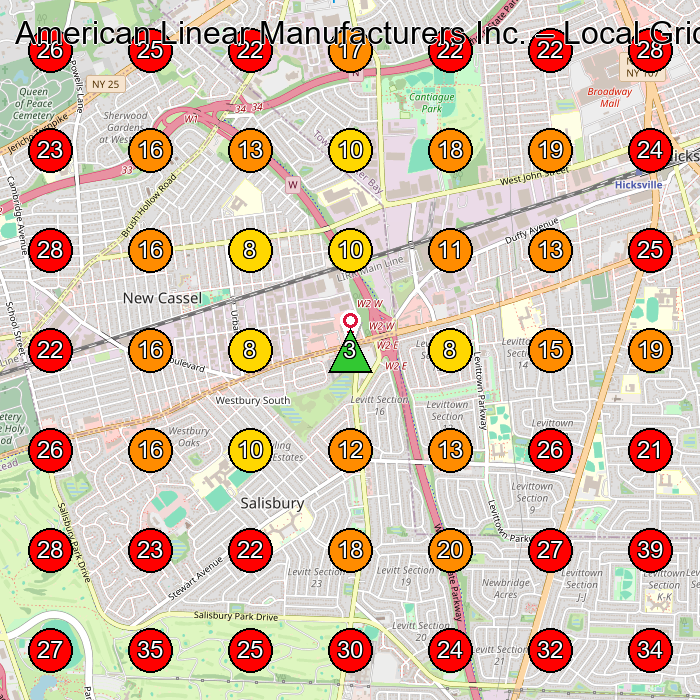 American Linear Manufacturers Inc. GeoGrid visibility map for Manufacturer in Westbury