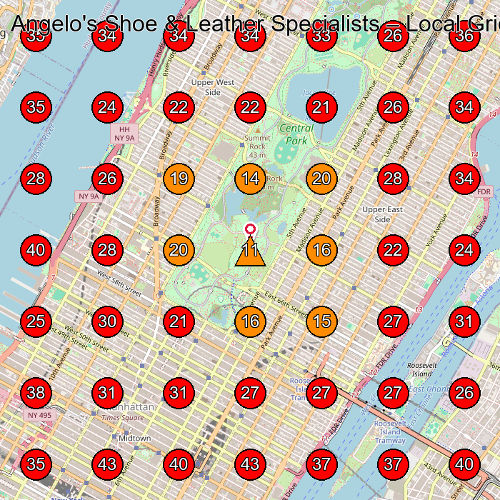 Angelo's Shoe & Leather Specialists GeoGrid visibility map for Shoe Repair Shop in New York