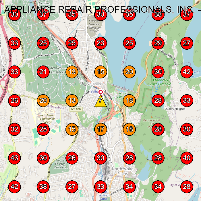 APPLIANCE REPAIR PROFESSIONALS, INC. GeoGrid visibility map for Appliance Repair Service in None