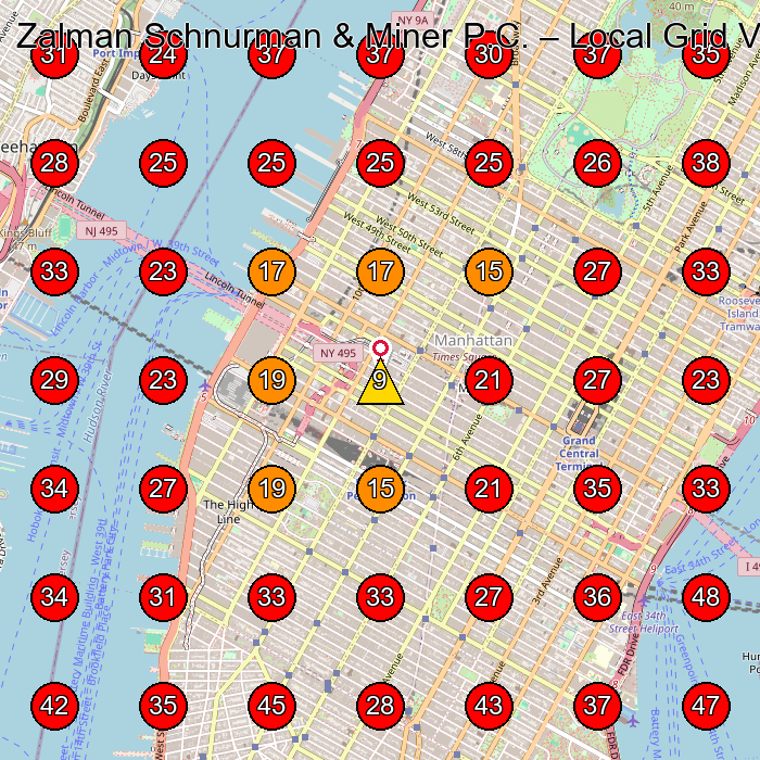 Zalman Schnurman & Miner P.C. GeoGrid visibility map for Lawyer in New York