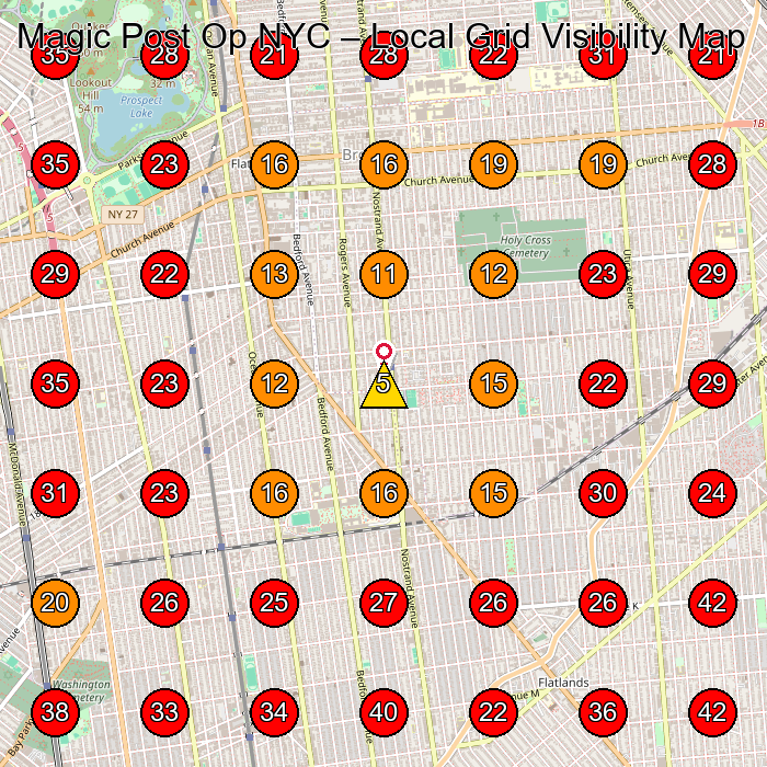 Magic Post Op NYC GeoGrid visibility map for Lymph Drainage Therapist in Astoria