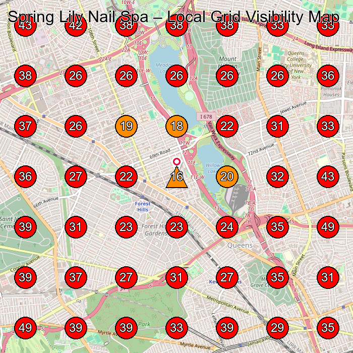 Spring Lily Nail Spa GeoGrid visibility map for Nail Salon in Queens