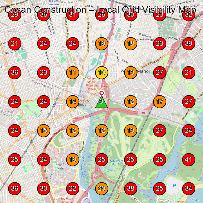 Cosan Construction GeoGrid visibility map for Painter in New Rochelle