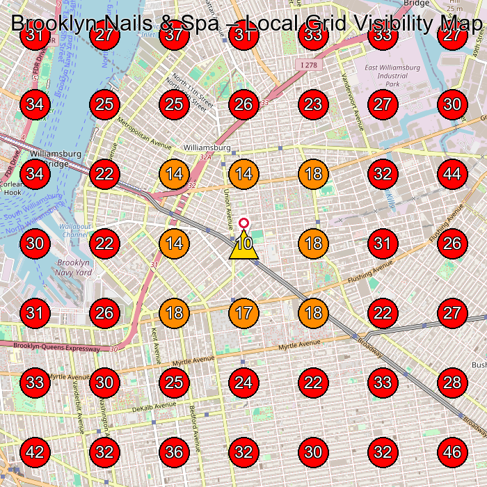 Brooklyn Nails & Spa GeoGrid visibility map for Nail Salon in 370
