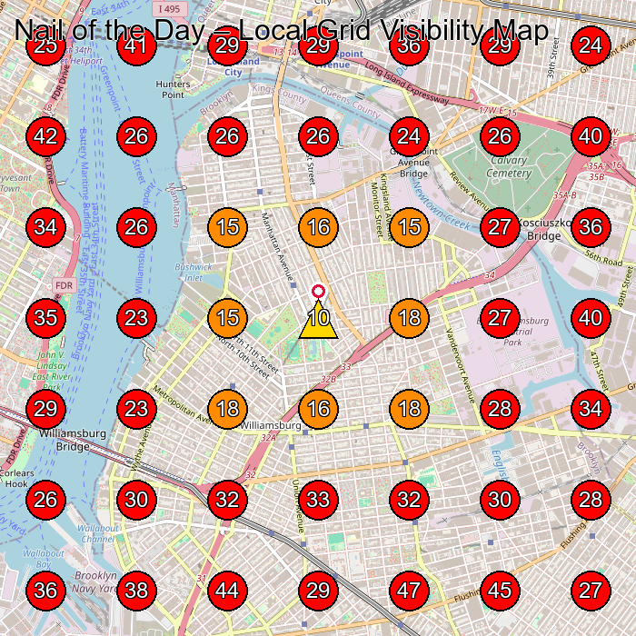 Nail of the Day GeoGrid visibility map for Nail Salon in Brooklyn
