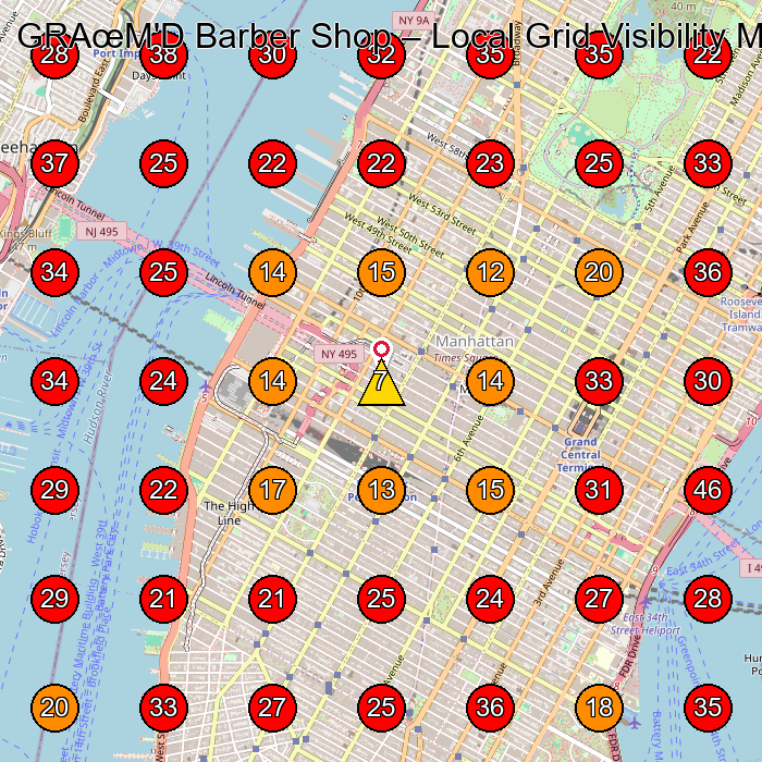 GRAœM'D Barber Shop GeoGrid visibility map for Barber Shop in New York