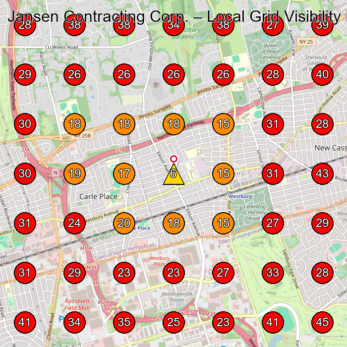 Jansen Contracting Corp. GeoGrid visibility map for Masonry Contractor in None