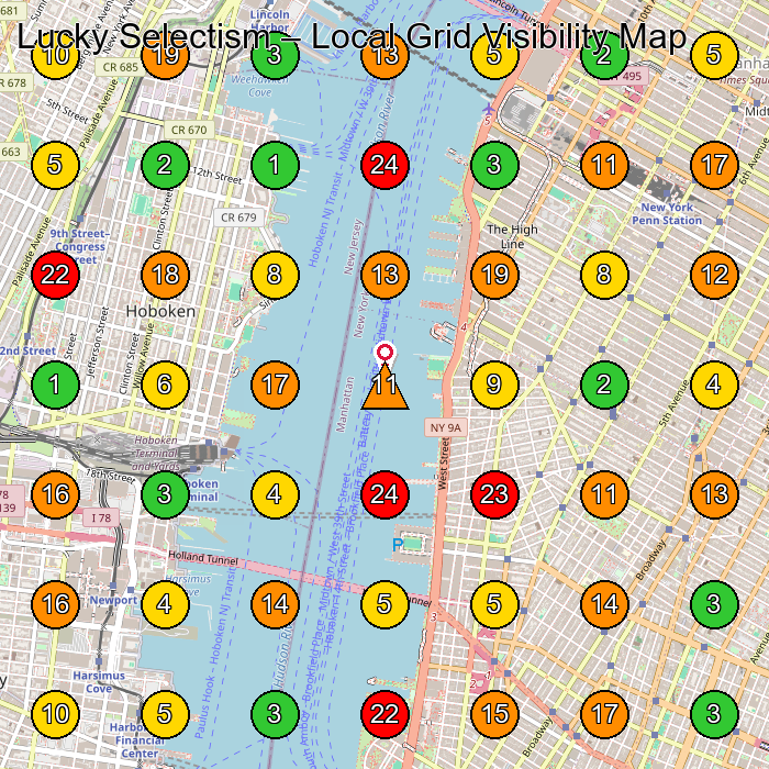 Lucky Selectism Fashion Accessories Store GeoGrid ranking map for New York NY