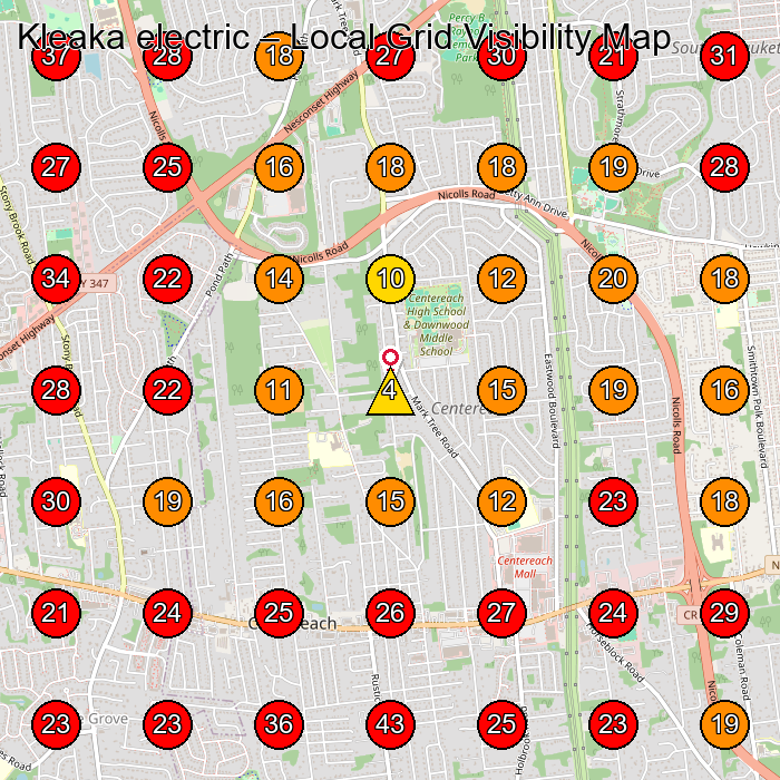 Kleaka electric GeoGrid visibility map for Electrician in Selden