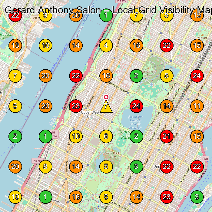 Gerard Anthony Salon Hair Salon GeoGrid ranking map for New York NY