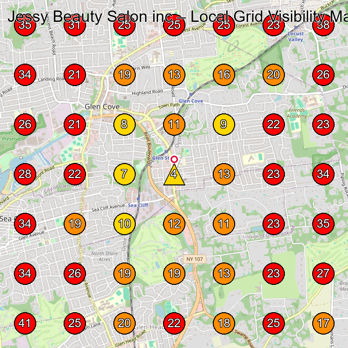 Jessy Beauty Salon inc GeoGrid visibility map for Beauty Salon in Glen Head