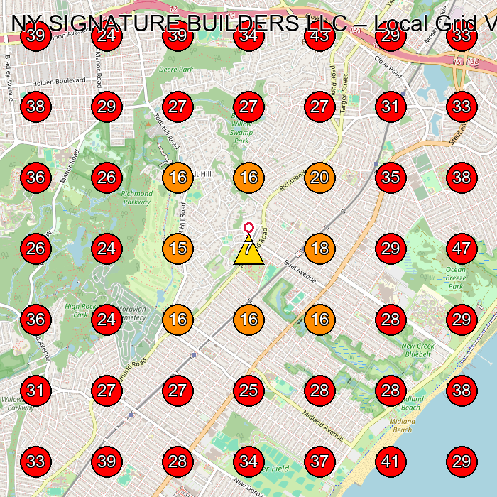 NY SIGNATURE BUILDERS LLC GeoGrid visibility map for General Contractor in Staten Island