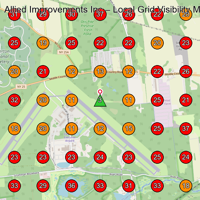 Allied Improvements Inc GeoGrid visibility map for General Contractor in None