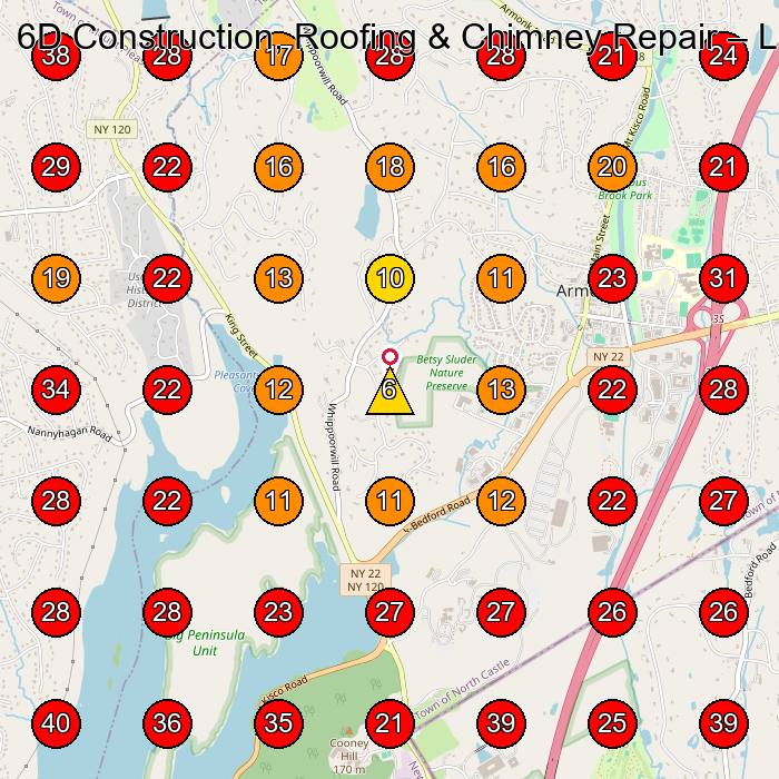 6D Construction, Roofing & Chimney Repair GeoGrid visibility map for Gardener in None