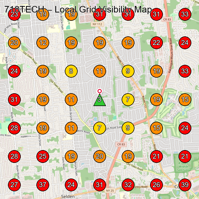 718TECH GeoGrid visibility map for Computer Repair Service in None