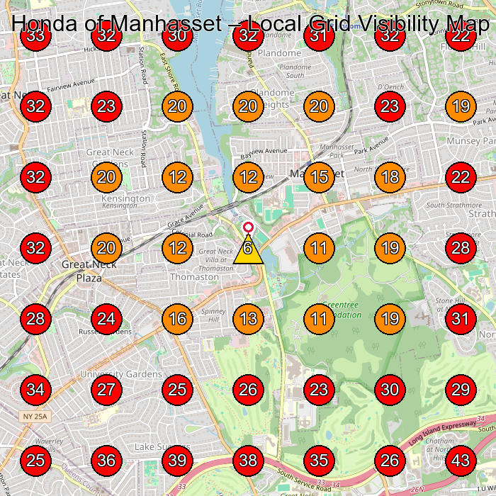 Honda of Manhasset GeoGrid visibility map for Car Dealer in Roslyn