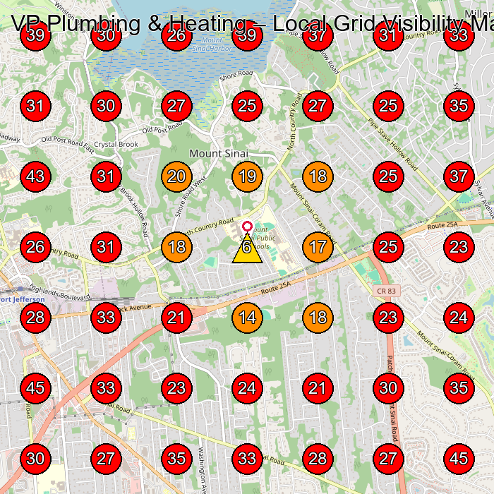 VP Plumbing & Heating GeoGrid visibility map for Plumber in Miller Place