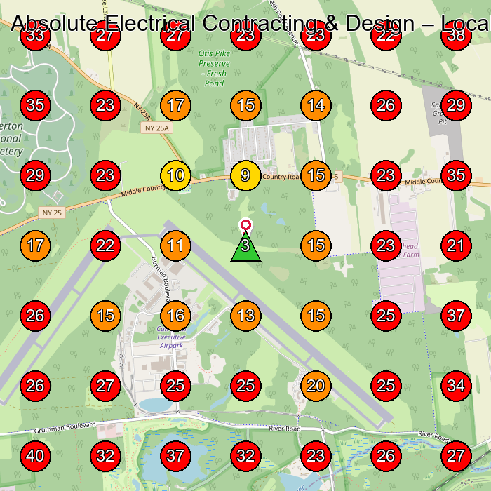 Absolute Electrical Contracting & Design GeoGrid visibility map for Electrician in None