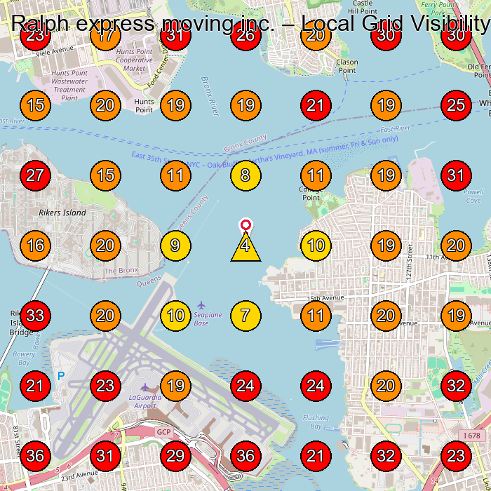 Ralph express moving inc. GeoGrid visibility map for Moving And Storage Service in Flushing