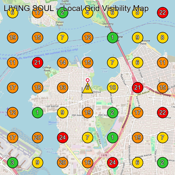 LIVING SOUL Beauty Supply Store GeoGrid ranking map for Queens NY