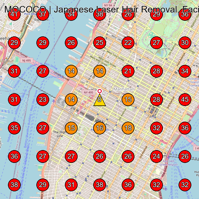 MOCOCO | Japanese Laser Hair Removal, Facial & Body Care GeoGrid visibility map for Hair Removal Service in New York