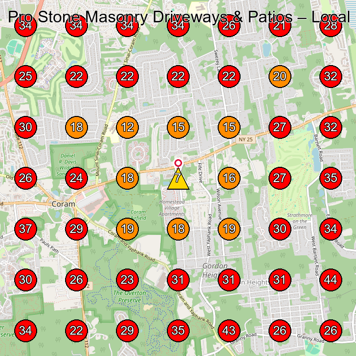 Pro Stone Masonry Driveways & Patios GeoGrid visibility map for Pond Contractor in None