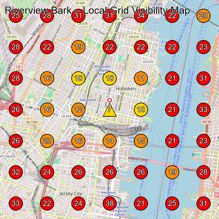 Riverview Bark GeoGrid visibility map for Shower Door Shop in Jersey City