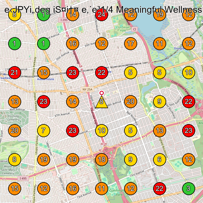 e‹JPYi„deg iS¤i†¤ e‚´e³1/4 Meaningful Wellness & Aesthetics Medical Clinic GeoGrid ranking map for Flushing NY