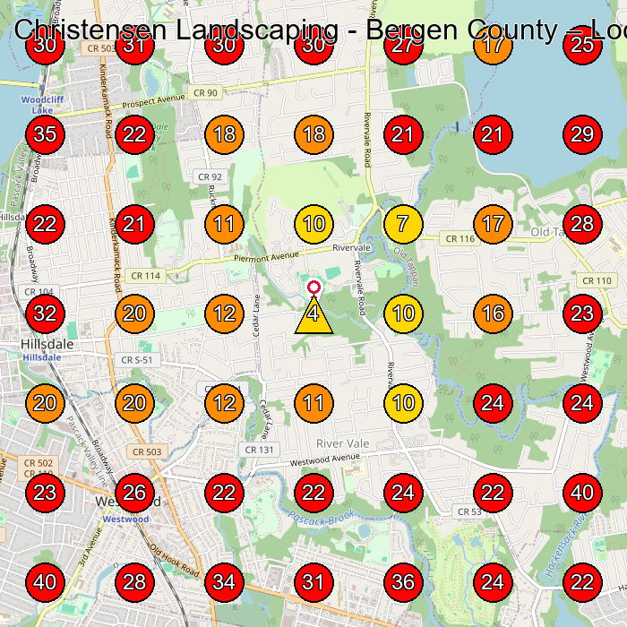 Christensen Landscaping - Bergen County GeoGrid visibility map for Landscaper in Hillsdale
