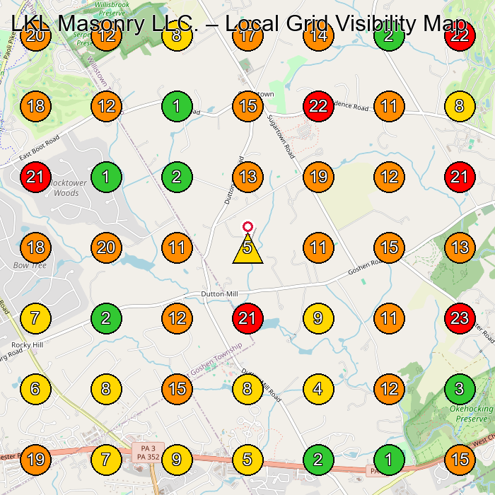 LKL Masonry LLC. Masonry Contractor GeoGrid ranking map for None