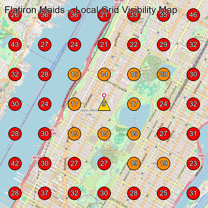 Flatiron Maids GeoGrid visibility map for House Cleaning Service in None