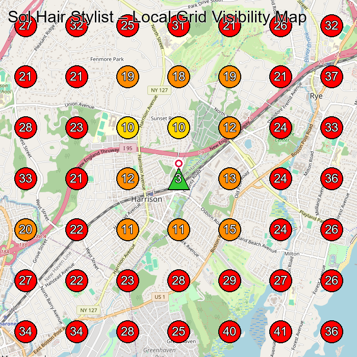Sol Hair Stylist GeoGrid visibility map for Make-Up Artist in White Plains