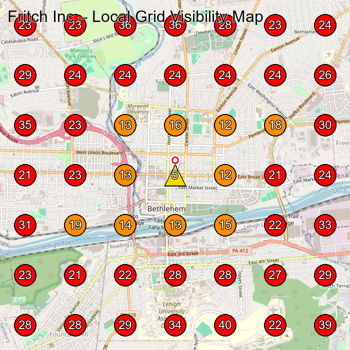 Fritch Inc GeoGrid visibility map for Hvac Contractor in Newark