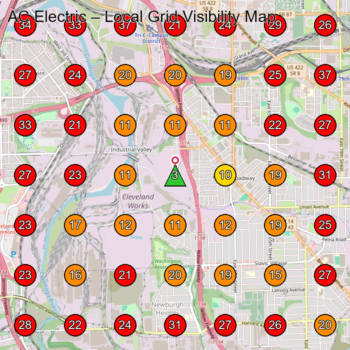 AC Electric GeoGrid visibility map for Electrician in None