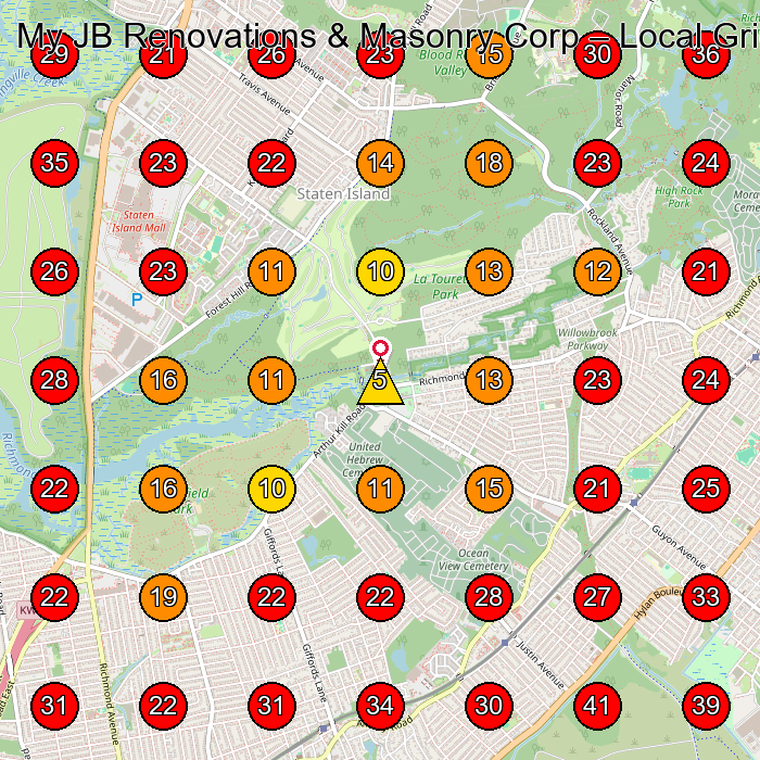 My JB Renovations & Masonry Corp GeoGrid visibility map for Masonry Contractor in Staten Island
