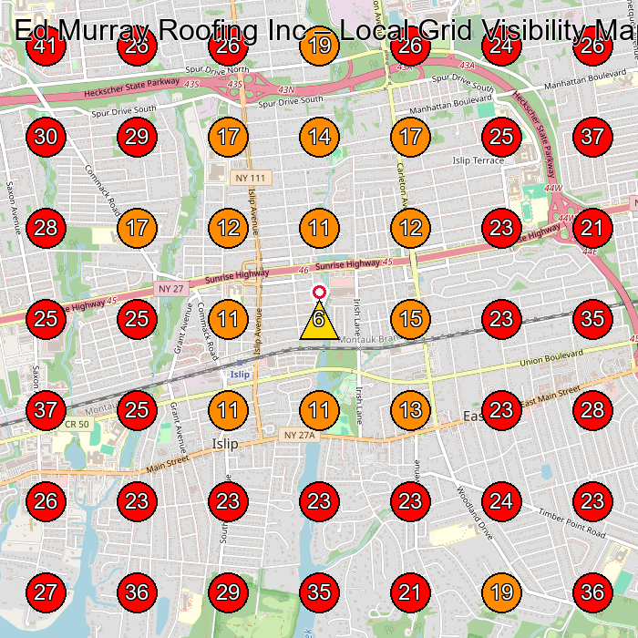 Ed Murray Roofing Inc GeoGrid visibility map for Roofing Contractor in Bayshore