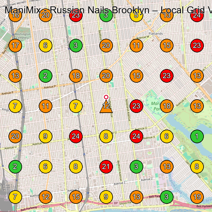 ManiMix - Russian Nails Brooklyn Nail Salon GeoGrid ranking map for Brooklyn NY