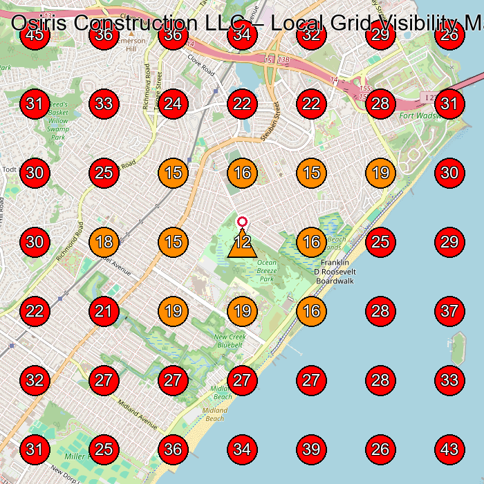 Osiris Construction LLC GeoGrid visibility map for General Contractor in Staten Island