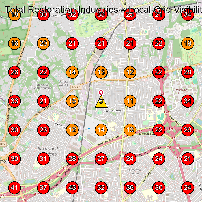 Total Restoration Industries GeoGrid visibility map for Property Maintenance in Syosset