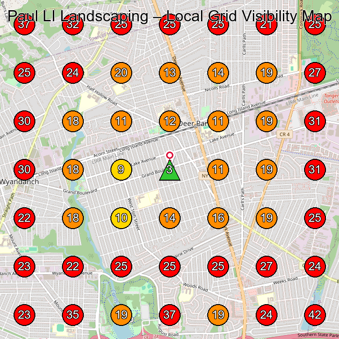 Paul LI Landscaping GeoGrid visibility map for Landscaper in None