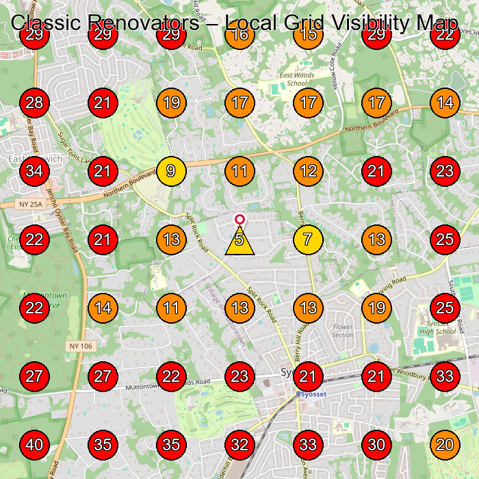 Classic Renovators GeoGrid visibility map for Property Maintenance in Syosset