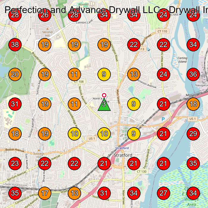 Perfection and Advance Drywall LLC - Drywall Installation Contractor, Drywall Covering Service, Metal Framing GeoGrid visibility map for Dry Wall Contractor in None