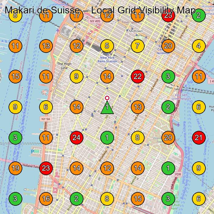 Makari de Suisse Beauty Product Supplier GeoGrid ranking map for New York NY