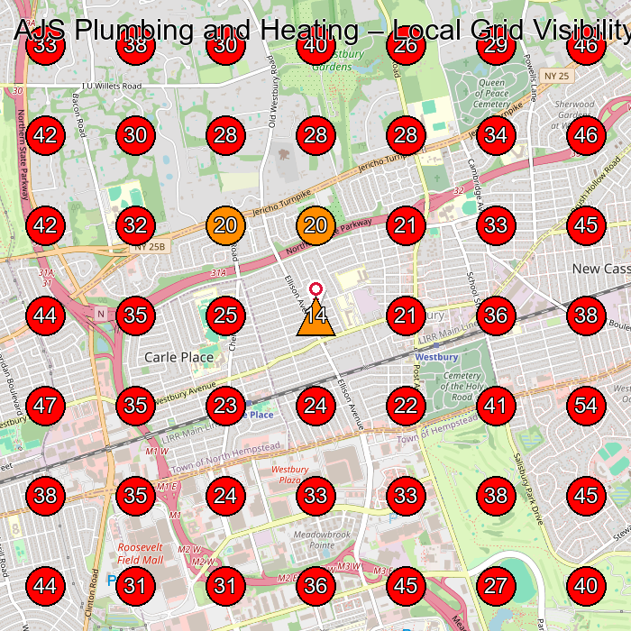 AJS Plumbing and Heating GeoGrid visibility map for Fontanero in None